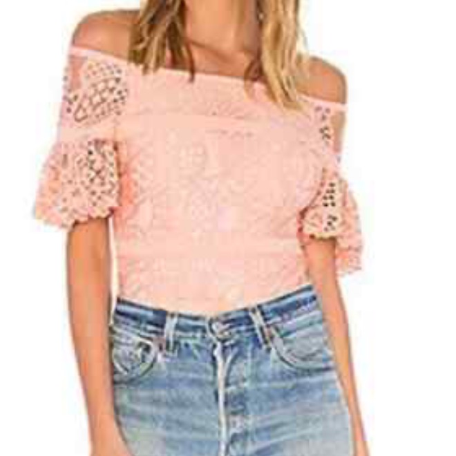 Revolve Aijek Mae Lace Off The Shoulder Bodysuit Sz 3 Us Size 10-12 Nwt